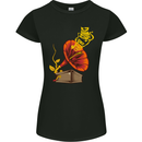 Earth Song Gramophone Music DJ DJing Womens Petite Cut T-Shirt Black