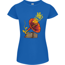 Earth Song Gramophone Music DJ DJing Womens Petite Cut T-Shirt Royal Blue