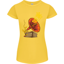 Earth Song Gramophone Music DJ DJing Womens Petite Cut T-Shirt Yellow