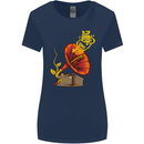 Earth Song Gramophone Music DJ DJing Womens Wider Cut T-Shirt Navy Blue