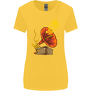 Earth Song Gramophone Music DJ DJing Womens Wider Cut T-Shirt Yellow