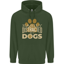 Easily Distracted By Dogs Funny ADHD Childrens Kids Hoodie Forest Green