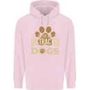 Easily Distracted By Dogs Funny ADHD Childrens Kids Hoodie Light Pink