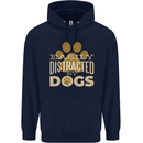 Easily Distracted By Dogs Funny ADHD Childrens Kids Hoodie Navy Blue