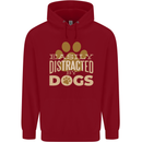 Easily Distracted By Dogs Funny ADHD Childrens Kids Hoodie Red