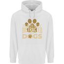 Easily Distracted By Dogs Funny ADHD Childrens Kids Hoodie White