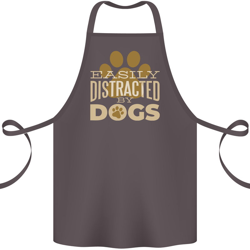 Easily Distracted By Dogs Funny ADHD Cotton Apron 100% Organic Dark Grey