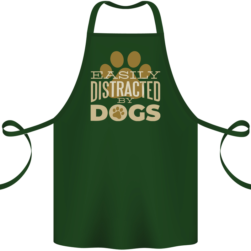 Easily Distracted By Dogs Funny ADHD Cotton Apron 100% Organic Forest Green
