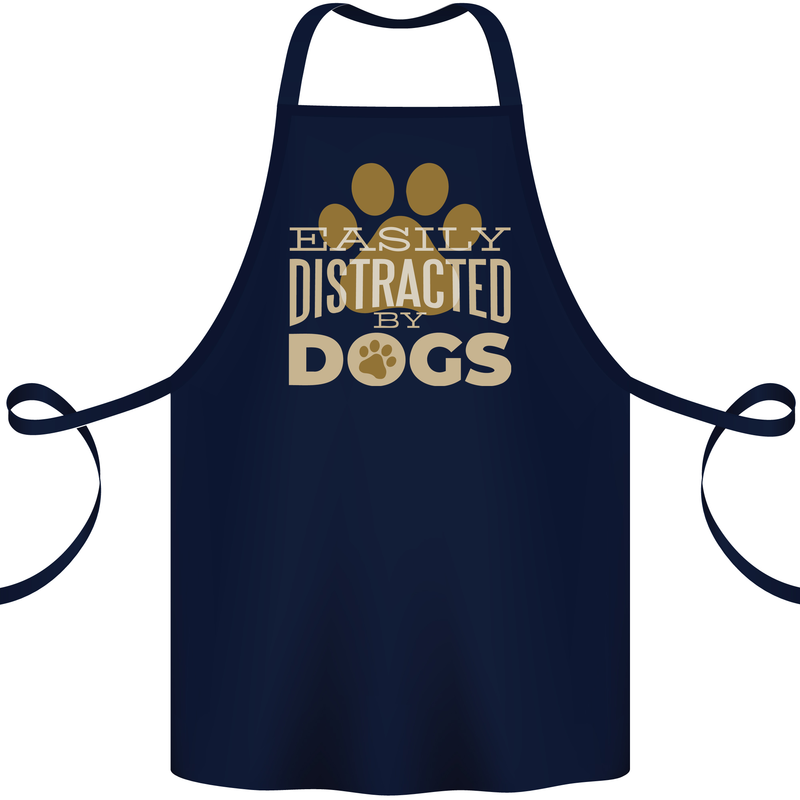 Easily Distracted By Dogs Funny ADHD Cotton Apron 100% Organic Navy Blue