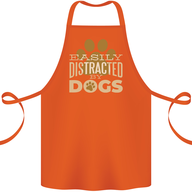 Easily Distracted By Dogs Funny ADHD Cotton Apron 100% Organic Orange