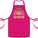 Easily Distracted By Dogs Funny ADHD Cotton Apron 100% Organic Pink