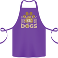 Easily Distracted By Dogs Funny ADHD Cotton Apron 100% Organic Purple
