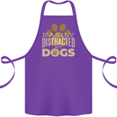 Easily Distracted By Dogs Funny ADHD Cotton Apron 100% Organic Purple