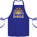 Easily Distracted By Dogs Funny ADHD Cotton Apron 100% Organic Royal Blue