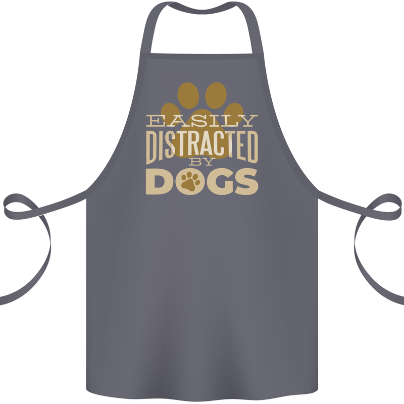 Easily Distracted By Dogs Funny ADHD Cotton Apron 100% Organic Steel