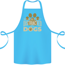Easily Distracted By Dogs Funny ADHD Cotton Apron 100% Organic Turquoise