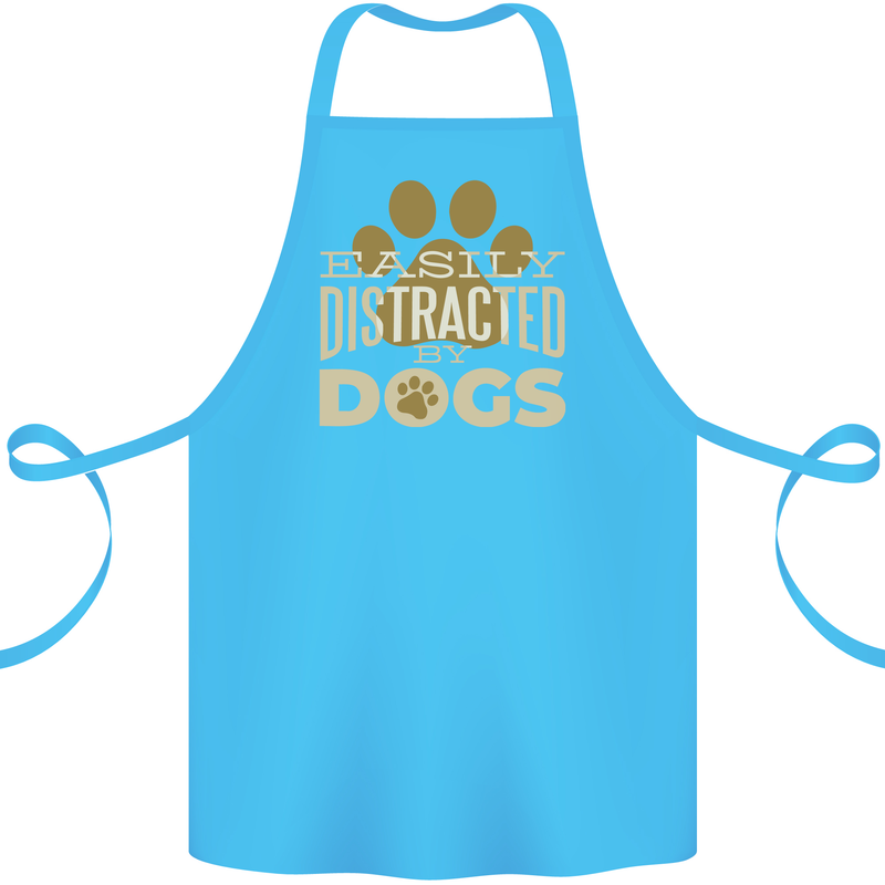 Easily Distracted By Dogs Funny ADHD Cotton Apron 100% Organic Turquoise
