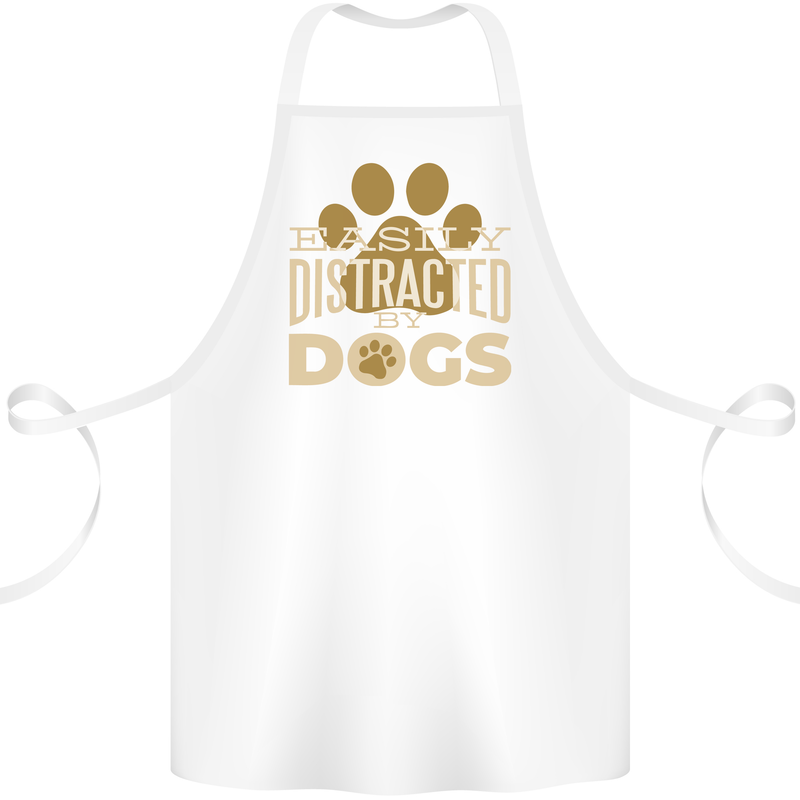 Easily Distracted By Dogs Funny ADHD Cotton Apron 100% Organic White