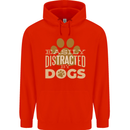 Easily Distracted By Dogs Funny ADHD Mens 80% Cotton Hoodie Bright Red