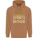 Easily Distracted By Dogs Funny ADHD Mens 80% Cotton Hoodie Caramel Latte