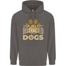 Easily Distracted By Dogs Funny ADHD Mens 80% Cotton Hoodie Charcoal