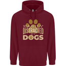 Easily Distracted By Dogs Funny ADHD Mens 80% Cotton Hoodie Maroon