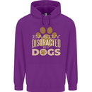 Easily Distracted By Dogs Funny ADHD Mens 80% Cotton Hoodie Purple