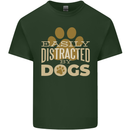 Easily Distracted By Dogs Funny ADHD Mens Cotton T-Shirt Tee Top Forest Green
