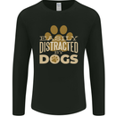 Easily Distracted By Dogs Funny ADHD Mens Long Sleeve T-Shirt Black