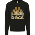 Easily Distracted By Dogs Funny ADHD Mens Sweatshirt Jumper Black