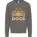 Easily Distracted By Dogs Funny ADHD Mens Sweatshirt Jumper Charcoal