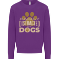 Easily Distracted By Dogs Funny ADHD Mens Sweatshirt Jumper Purple