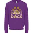 Easily Distracted By Dogs Funny ADHD Mens Sweatshirt Jumper Purple