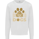 Easily Distracted By Dogs Funny ADHD Mens Sweatshirt Jumper White