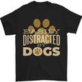 Easily Distracted By Dogs Funny ADHD Mens T-Shirt Cotton Gildan Black
