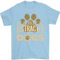 Easily Distracted By Dogs Funny ADHD Mens T-Shirt Cotton Gildan Light Blue