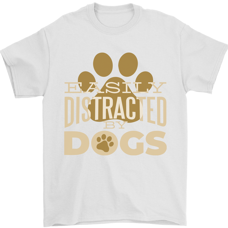 Easily Distracted By Dogs Funny ADHD Mens T-Shirt Cotton Gildan White