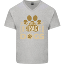 Easily Distracted By Dogs Funny ADHD Mens V-Neck Cotton T-Shirt Sports Grey
