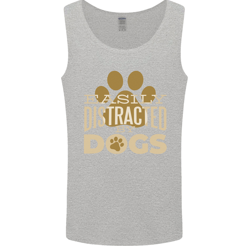 Easily Distracted By Dogs Funny ADHD Mens Vest Tank Top Sports Grey
