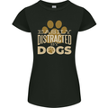 Easily Distracted By Dogs Funny ADHD Womens Petite Cut T-Shirt Black
