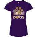 Easily Distracted By Dogs Funny ADHD Womens Petite Cut T-Shirt Purple