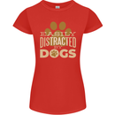 Easily Distracted By Dogs Funny ADHD Womens Petite Cut T-Shirt Red