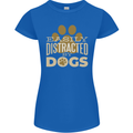 Easily Distracted By Dogs Funny ADHD Womens Petite Cut T-Shirt Royal Blue