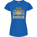 Easily Distracted By Dogs Funny ADHD Womens Petite Cut T-Shirt Royal Blue