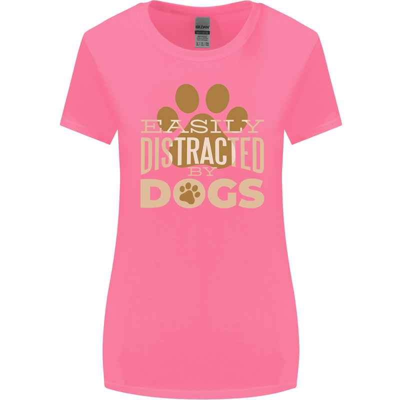 Easily Distracted By Dogs Funny ADHD Womens Wider Cut T-Shirt Azalea