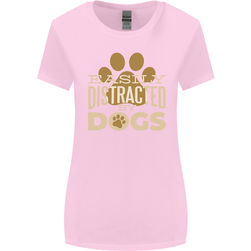 Easily Distracted By Dogs Funny ADHD Womens Wider Cut T-Shirt Light Pink