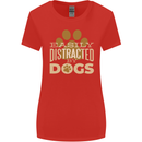 Easily Distracted By Dogs Funny ADHD Womens Wider Cut T-Shirt Red
