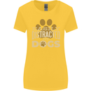 Easily Distracted By Dogs Funny ADHD Womens Wider Cut T-Shirt Yellow