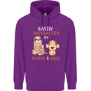 Easily Distracted Dogs & Sloths Funny ADHD Childrens Kids Hoodie Purple