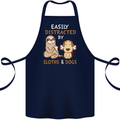 Easily Distracted Dogs & Sloths Funny ADHD Cotton Apron 100% Organic Navy Blue